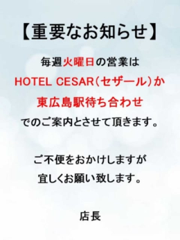 火曜日の営業について 東広島ちゃんこ (東広島発)
