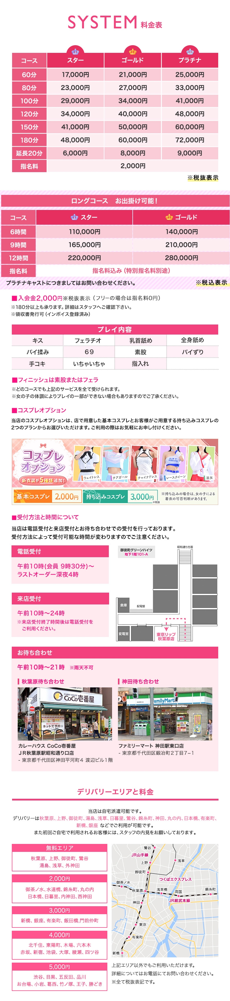 東京リップ秋葉原店（リップグループ）＿料金システム1