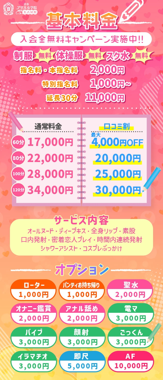 アリス女学院 名古屋校＿料金システム1