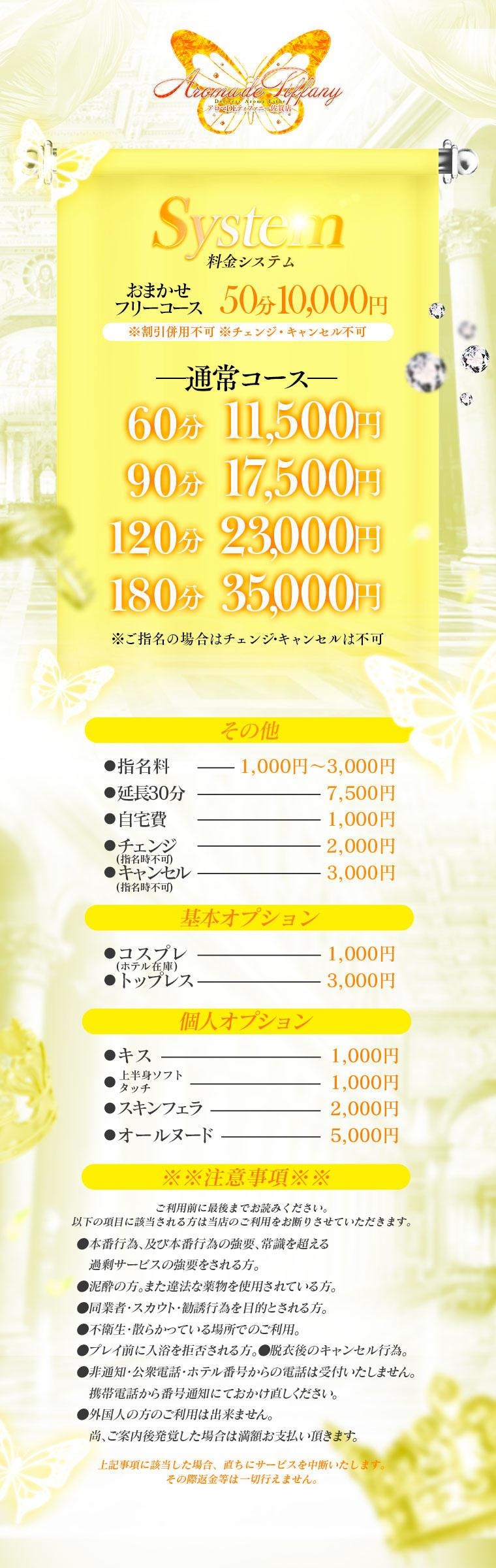 アロマDEティファニー佐賀店＿料金システム1