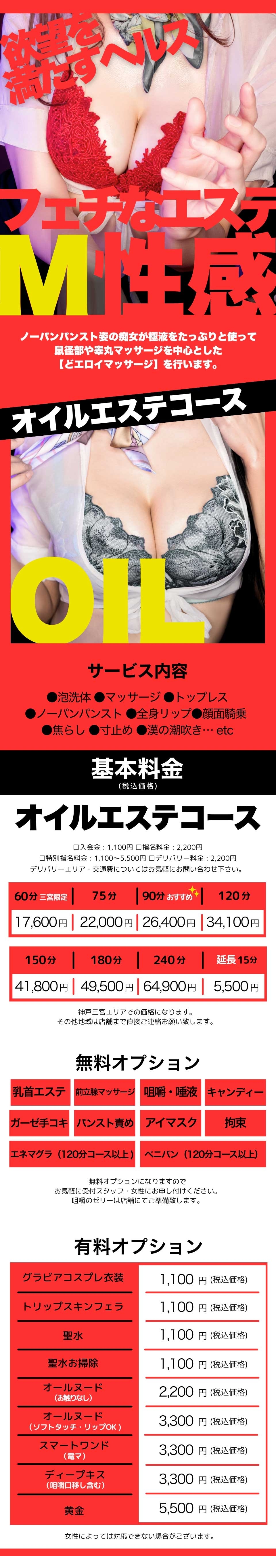 とろけるまで痴女られたいフェチなM性感ヘルス神戸店＿料金システム1