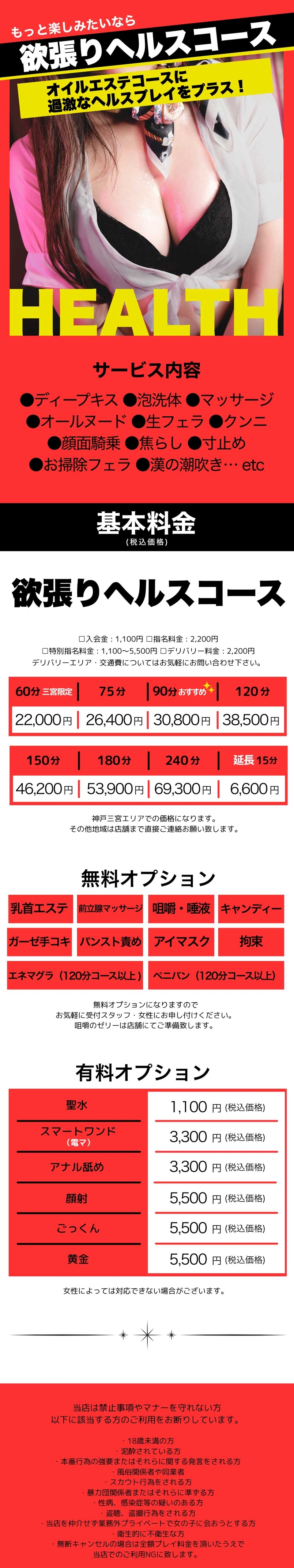 とろけるまで痴女られたいフェチなM性感ヘルス神戸店＿料金システム2