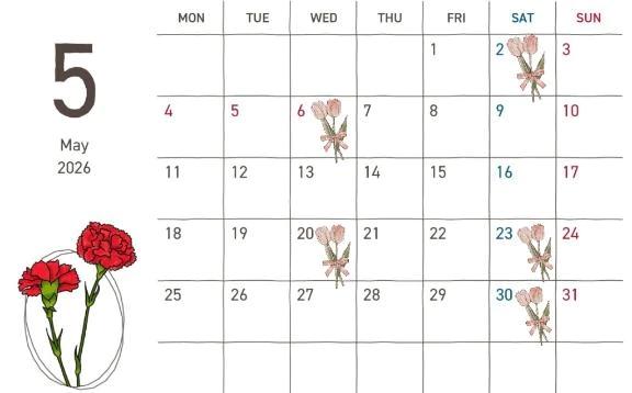 5月の予定お知らせ<img class="emojione" alt="🌼" title=":blossom:" src="https://fuzoku.jp/assets/img/emojione/1f33c.png"/>