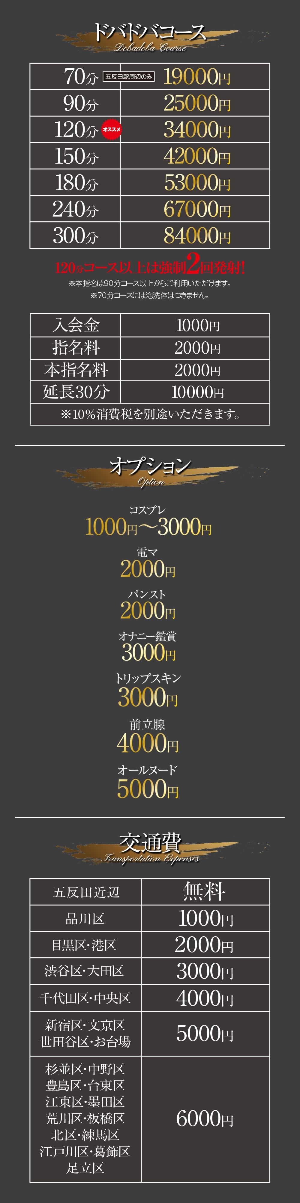 THE ESUTE五反田店＿料金システム1