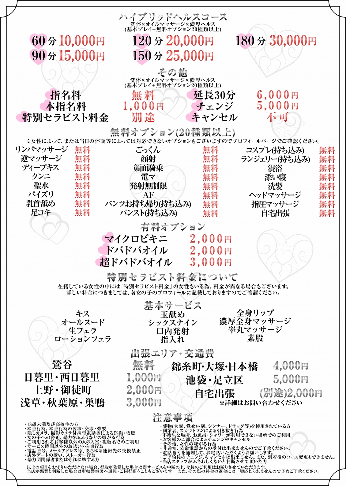 ハイブリッドエステ　ぬるっと人妻＿料金システム1