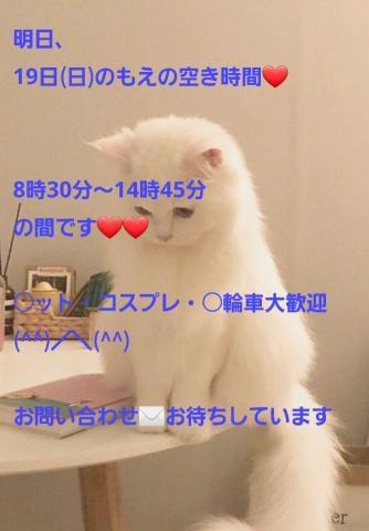 19日(日)の空き枠<img class="emojione" alt="❤️" title=":heart:" src="https://fuzoku.jp/assets/img/emojione/2764.png"/>お問い合わせ<img class="emojione" alt="💌" title=":love_letter:" src="https://fuzoku.jp/assets/img/emojione/1f48c.png"/>受付中です