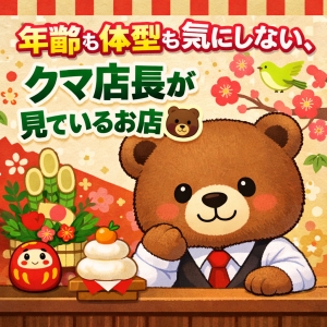 年齢も体型も気にしない、クマ店長が見ているお店🐻のアイキャッチ画像
