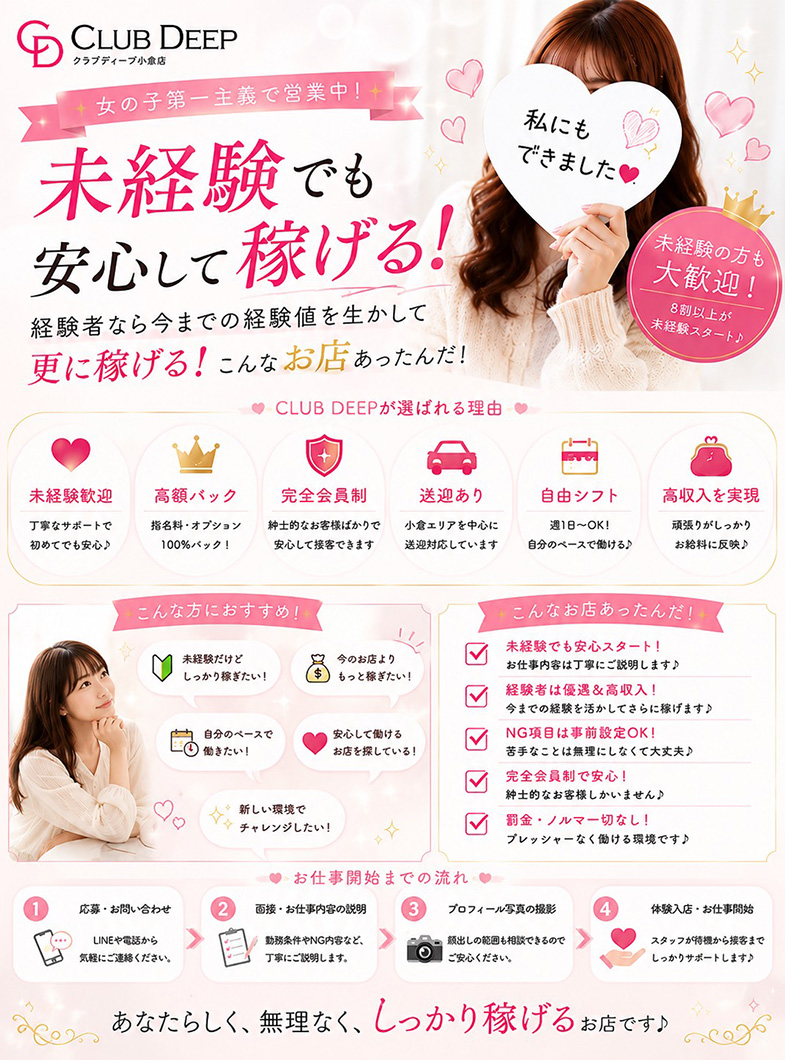 CLUB DEEP 小倉の【働きやすさ、稼ぎやすさにこだわり続けるお店です】