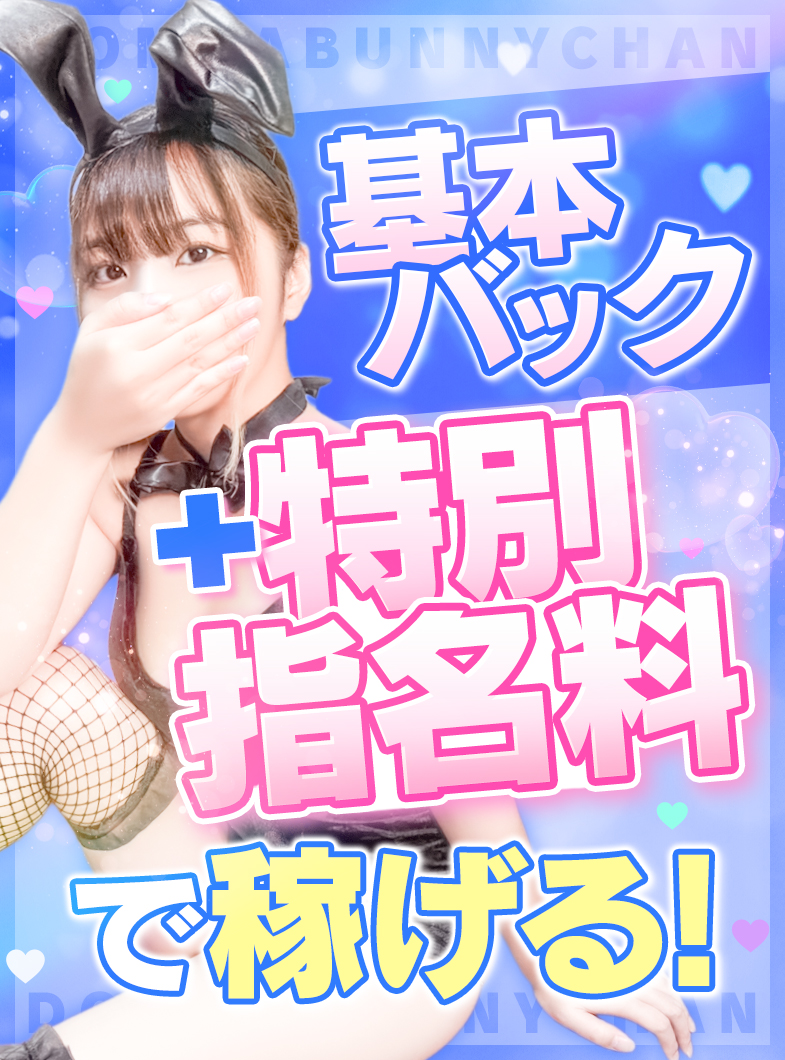 ドMなバニーちゃん名古屋柴田店の基本バック+特別指名料で月収100万円も可能✨