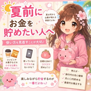 🌸夏前にお金を貯めたい人へ🌸のアイキャッチ画像