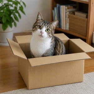 ねこちゃんはなぜ、そこにいるのか～段ボールと足元と抱っこ拒否の謎のアイキャッチ画像