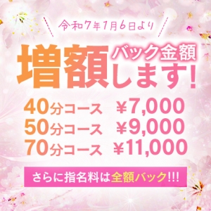 バック料金UPしました！！のアイキャッチ画像