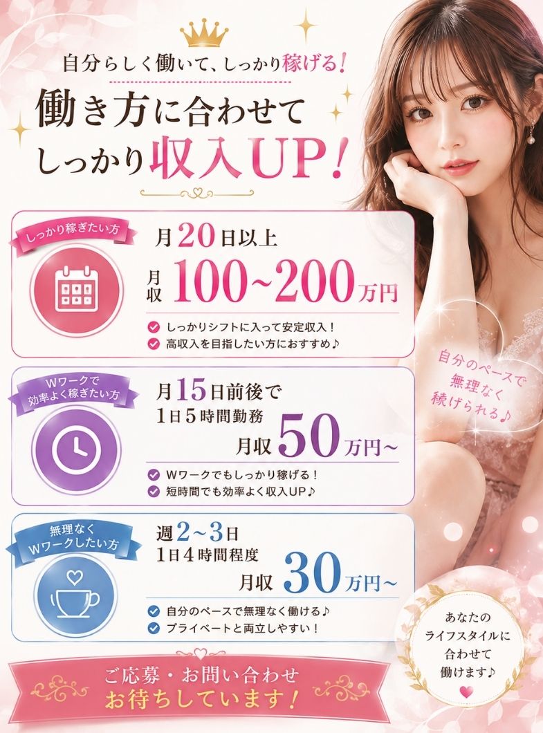 赤と黒～女と男の秘密倶楽部～の当店での働き方の目安　ご参考にください☆