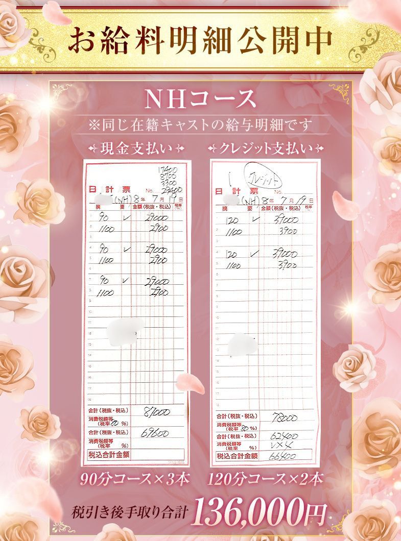 Love Roseの在籍キャストのお給料明細公開中③！