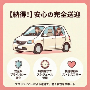 🚗💖 【納得！】働く女性に嬉しい『完全送迎』の秘密を公開！のアイキャッチ画像