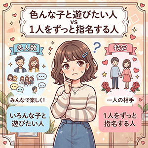 ぶっちゃけ疑問！「色んな子と遊びたい人」と「1人をずっと指名する人」どっちが多い？🌸のアイキャッチ画像