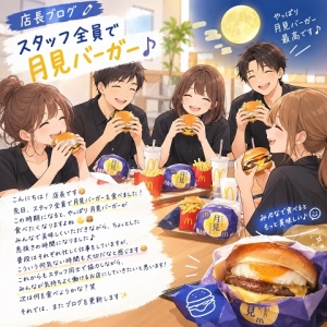  スタッフみんなで月見バーガーを食べました🌕✨のアイキャッチ画像