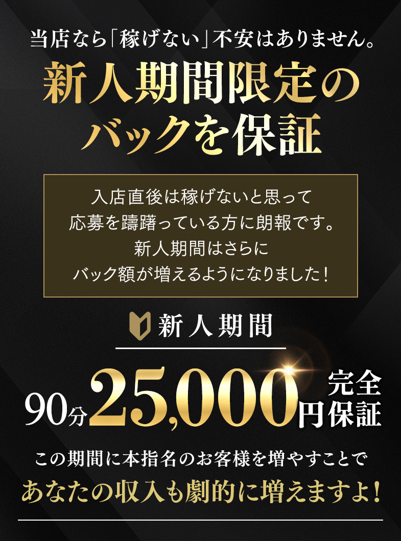 タッチVIPの本指名が増えるまで新人バックを用意！
