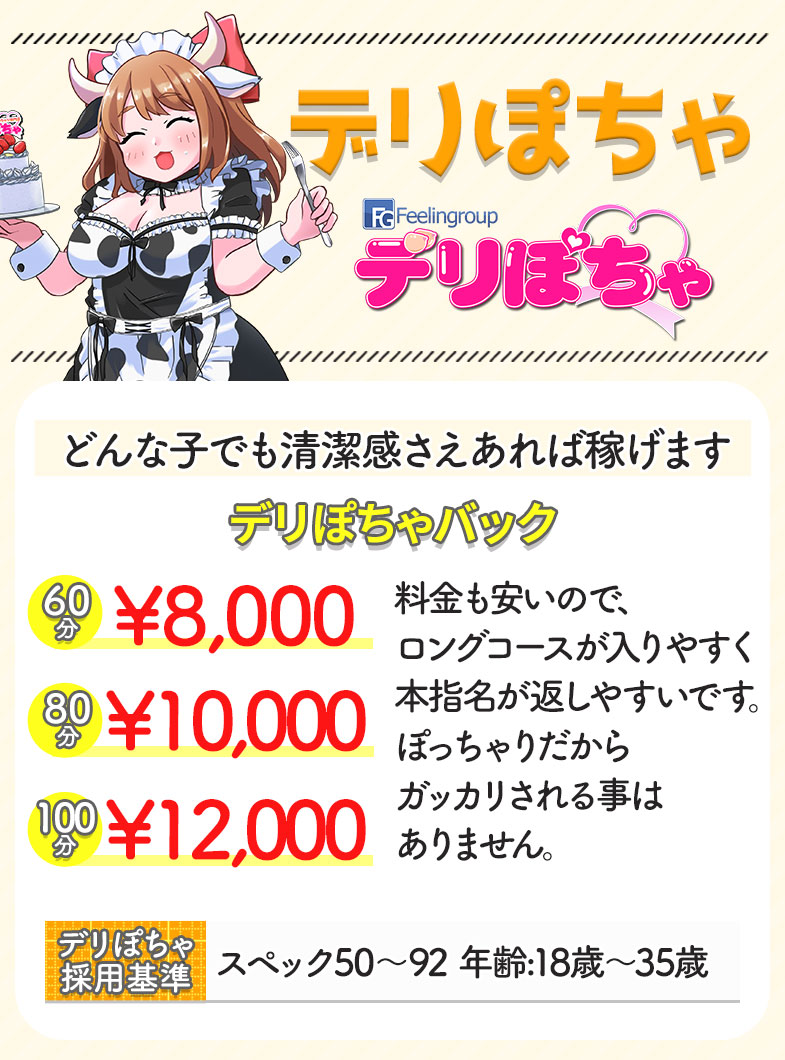 フィーリングループ（柏エリア）のぽっちゃりさん大歓迎！デリぽちゃのお給料例♪